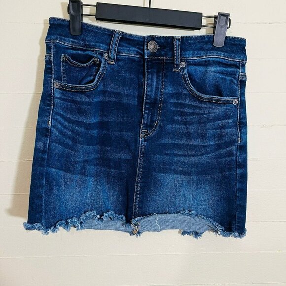 AEO Ne(X)t Level Stretch Hi-Rise Mini Skirt Denim SZ 6 - Picture 2 of 7